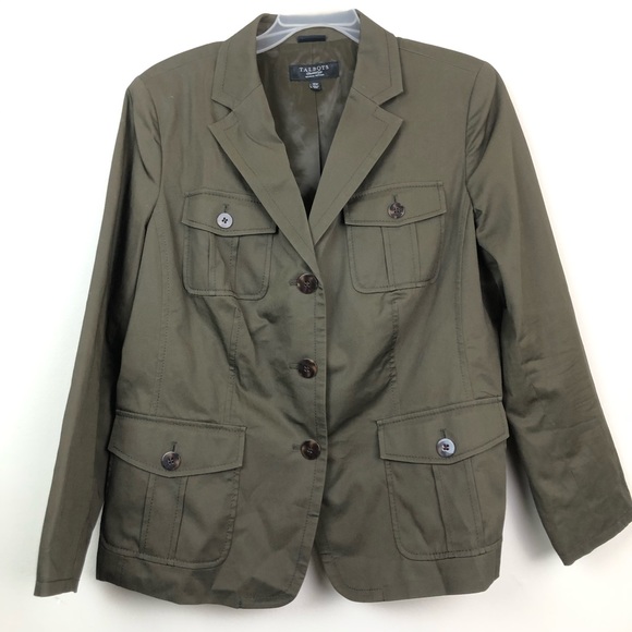 Talbots Jackets & Blazers - Talbots Cargo Jacket Blazer Size 12W Olive Moto